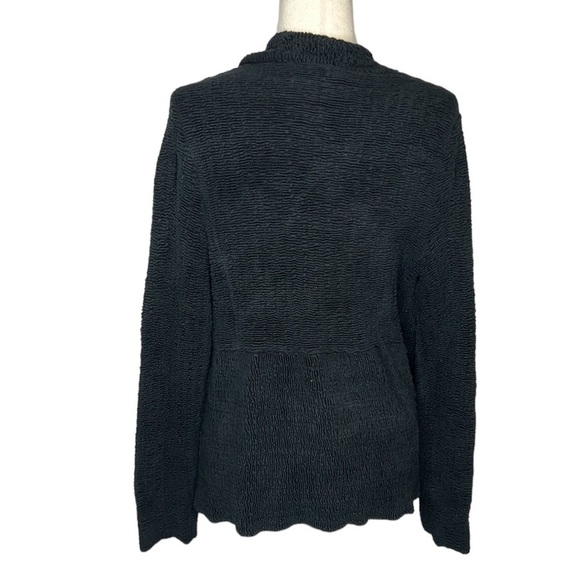 Eileen Fisher Silk‎ Blend Cardigan Women's Small Black Textured Open Front - Picture 2 of 6